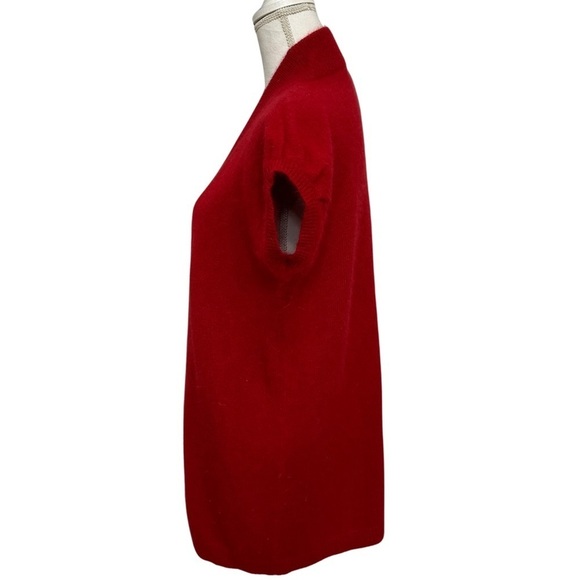 Ann Taylor Angora Rabbit Hair Long Open Vest Red Size Medium - Picture 5 of 7